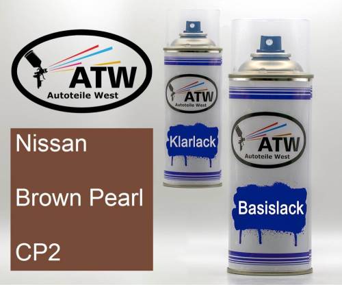 Nissan, Brown Pearl, CP2: 400ml Sprühdose + 400ml Klarlack - Set, von ATW Autoteile West.